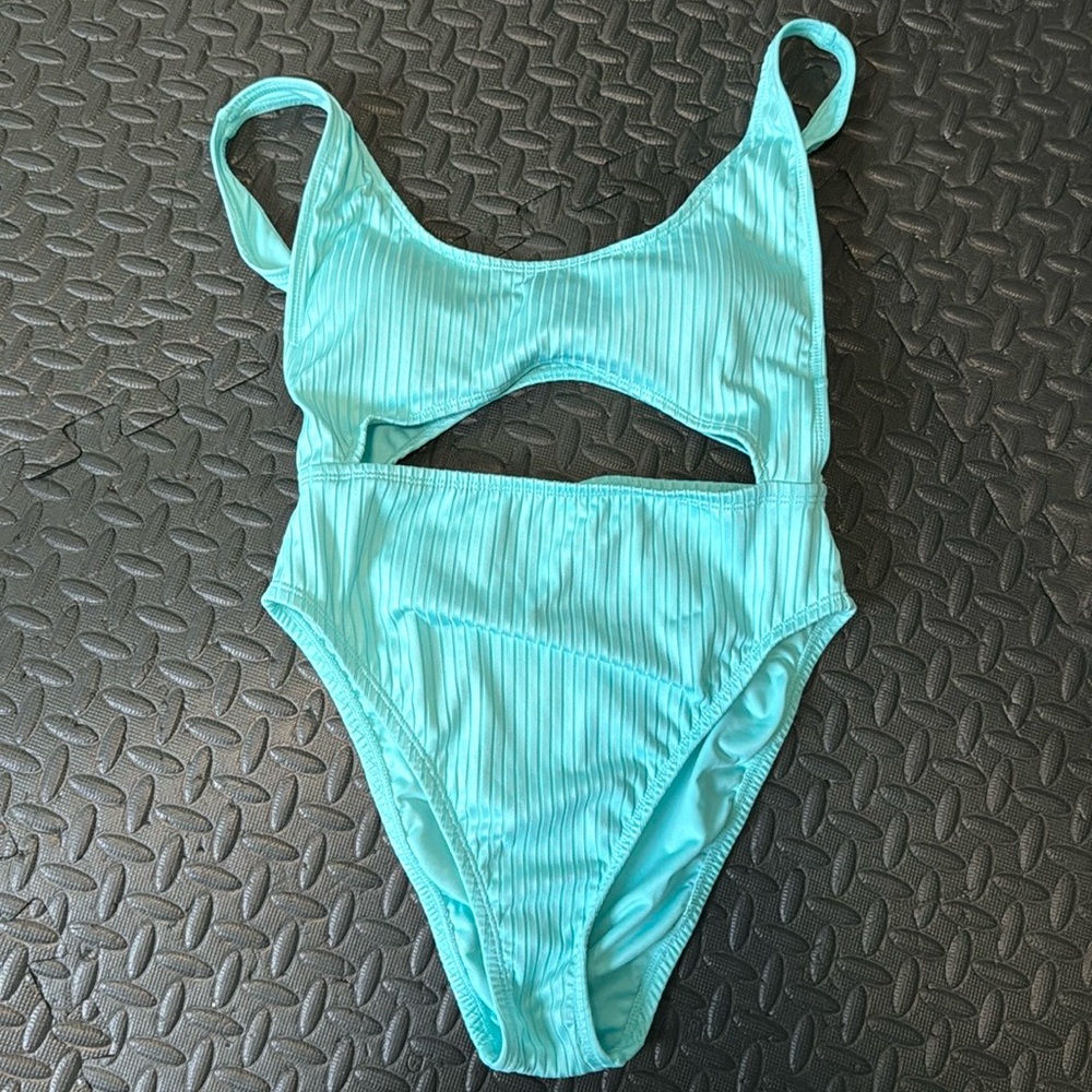 BCBGENERATION Ribbed Cutout One-Piece Swimsuit.